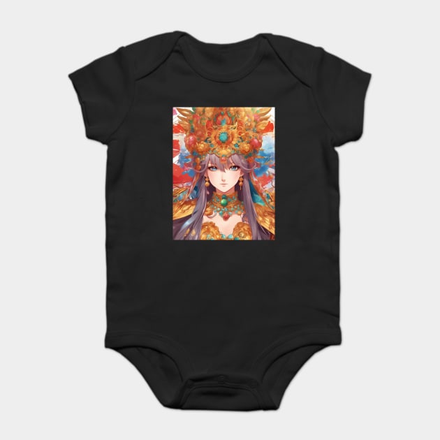 Kawaii Queen Cool Sytle "Manga Maven  Colorful Anime Girl Baby Bodysuit by animegirlnft